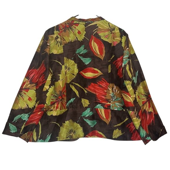 Coldwater Creek Women’s Open Front Blazer Jacket Size XL 100% Silk Floral - Picture 2 of 10